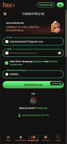 Ritzo zaloguj się